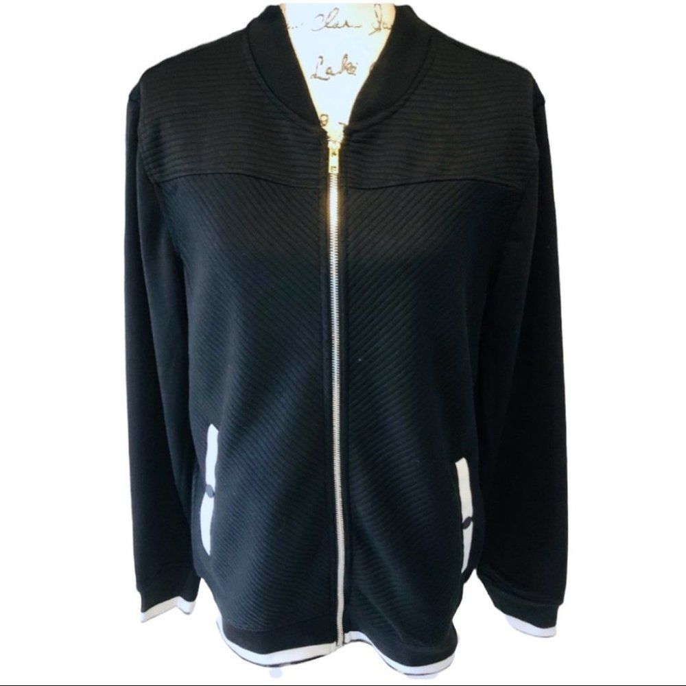 LON NYC Black Lightweight Zip Up Flight Jacket size Medium